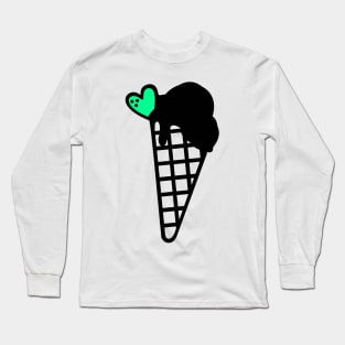 Snow Cone Icecream Black with Mint Long Sleeve T-Shirt